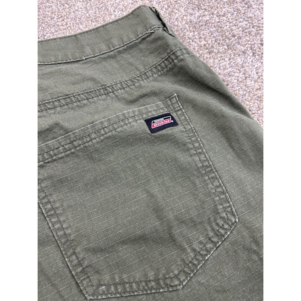 Dickies Chino Pants Mens 38x32 Green Ripstop Straight Utility Casual Workwear